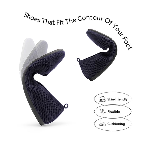 Breathable & Comfortable Square-Toe Flats  - NAVY - 3