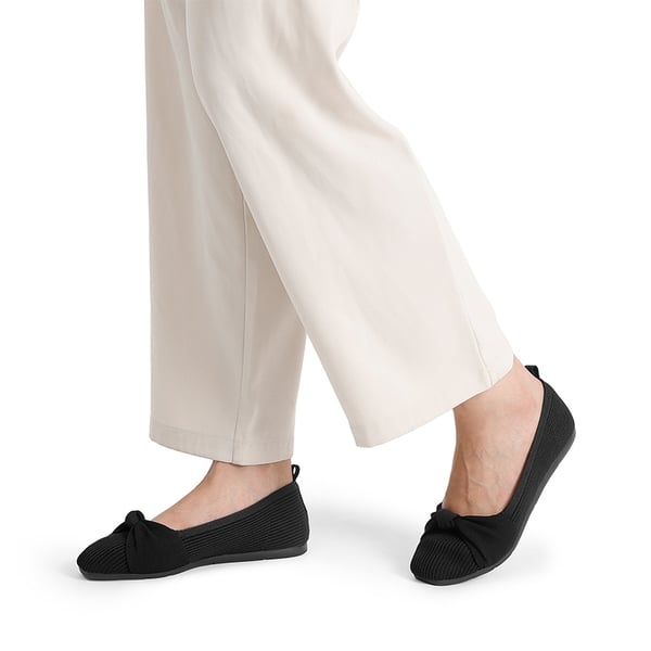 Machine Washable Knit Bow Flats - BLACK - 1