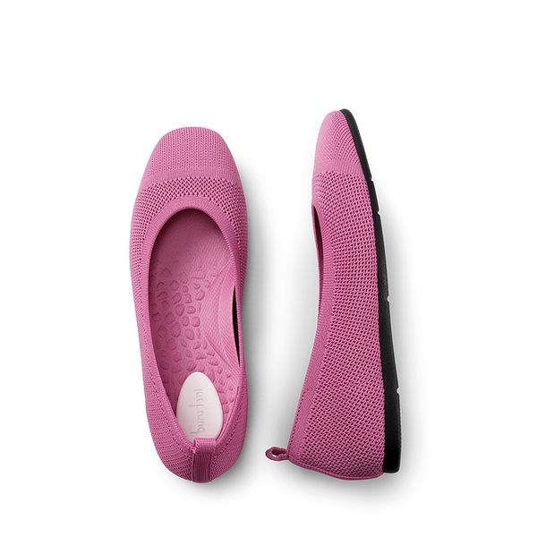Breathable & Comfortable Square-Toe Flats  - HOT PINK - 4