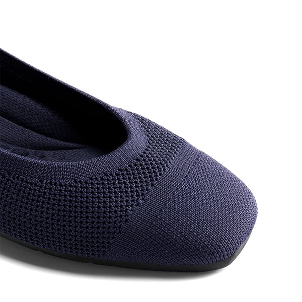 Breathable & Comfortable Square-Toe Flats  - NAVY - 7
