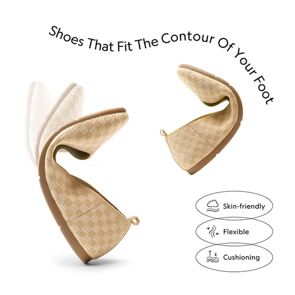 Square Toe Cushioned Knit Flats - APRICOT - 3