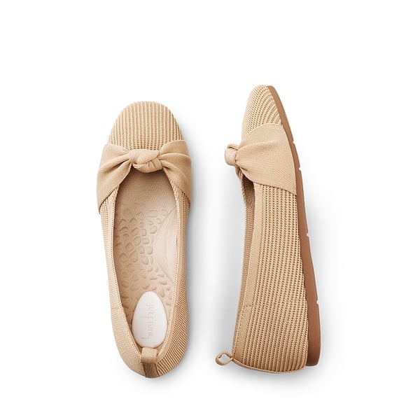 Machine Washable Knit Bow Flats - BEIGE - 4