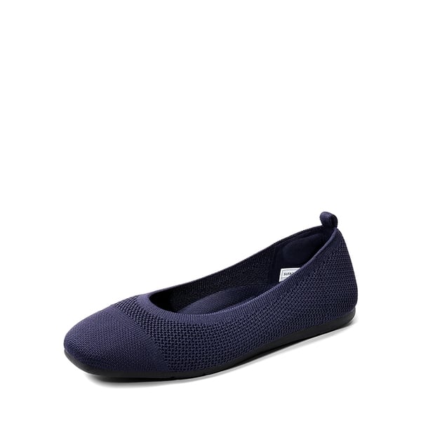 Breathable & Comfortable Square-Toe Flats  - NAVY -  0