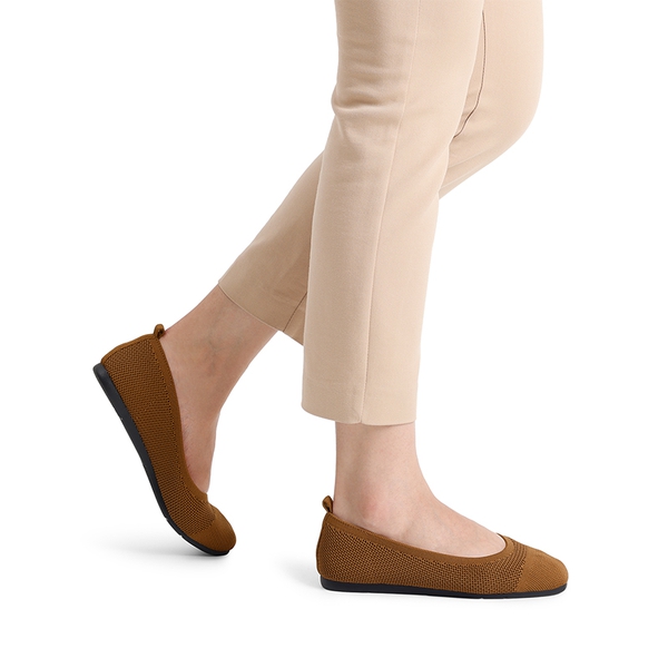 Breathable & Comfortable Square-Toe Flats  - BROWN - 1