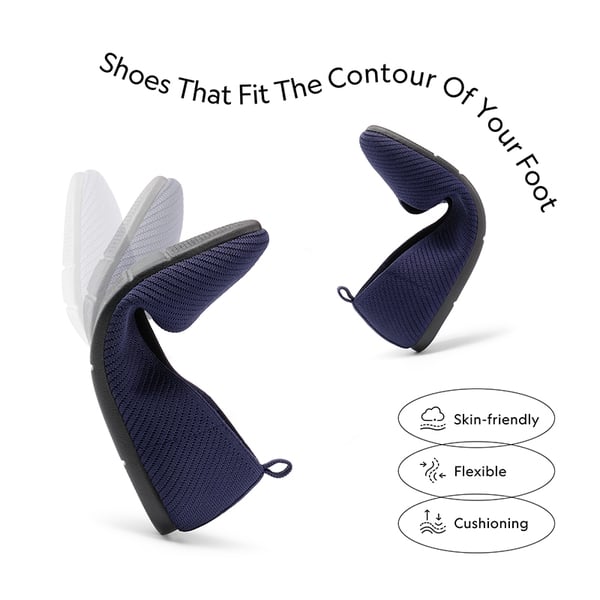 Machine Washable Arch Support Flats - NAVY - 3