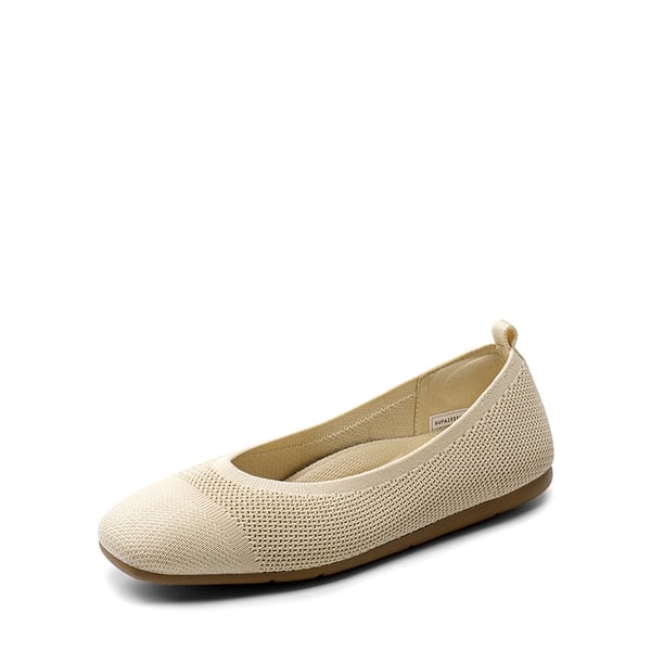 Breathable & Comfortable Square-Toe Flats  - APRICOT -  0