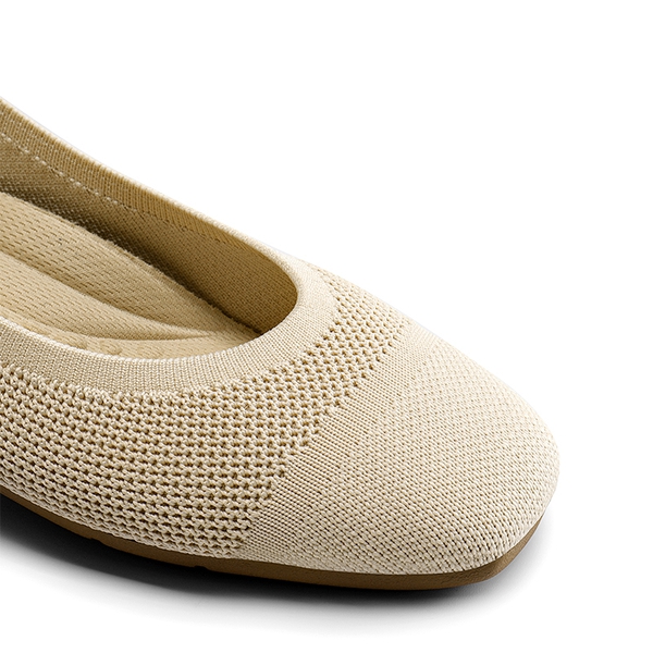 Breathable & Comfortable Square-Toe Flats  - APRICOT - 7