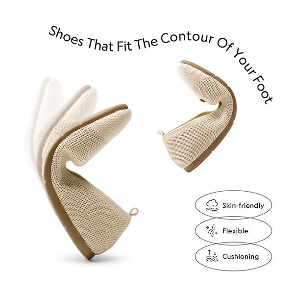 Breathable & Comfortable Square-Toe Flats  - APRICOT - 3