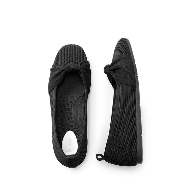 Machine Washable Knit Bow Flats - BLACK - 4