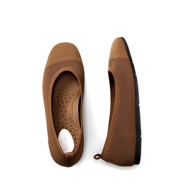 Breathable & Comfortable Square-Toe Flats  - BROWN - 4
