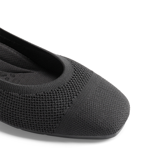 Breathable & Comfortable Square-Toe Flats  - BLACK - 7
