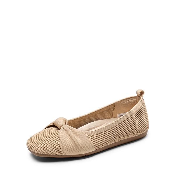 Machine Washable Knit Bow Flats - BEIGE -  0