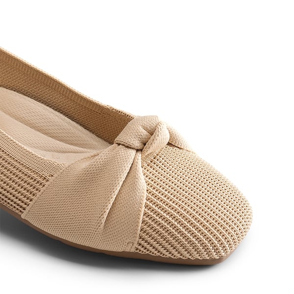 Machine Washable Knit Bow Flats - BEIGE - 7