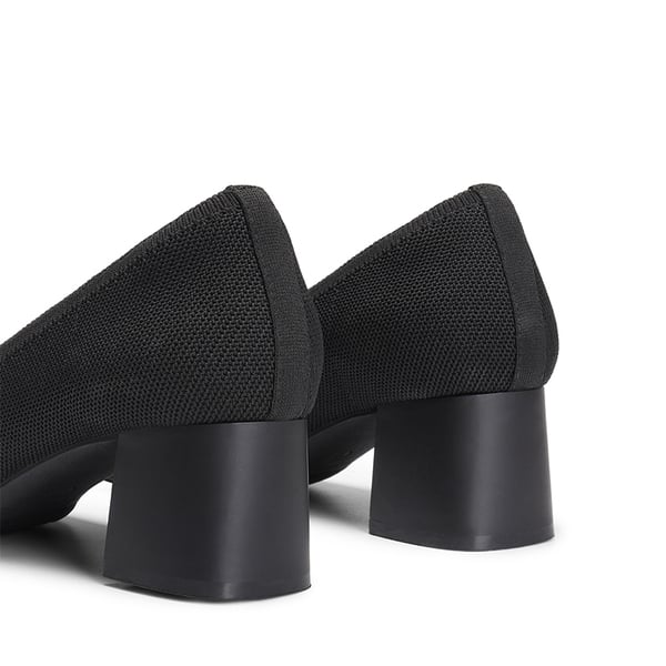 Water-Resistant Block Heel Knit Pumps - BLACK - 4