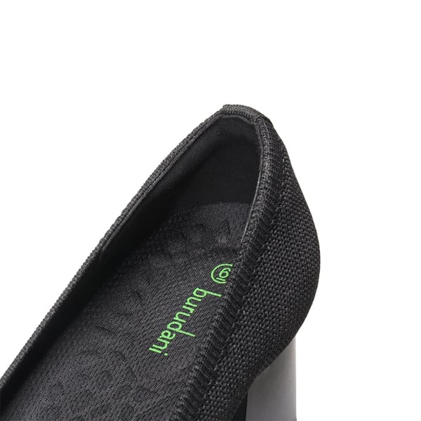 Water-Resistant Block Heel Knit Pumps - BLACK - 6
