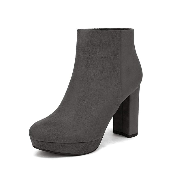 Lace Up High Heel Ankle Boots - GREY -  0
