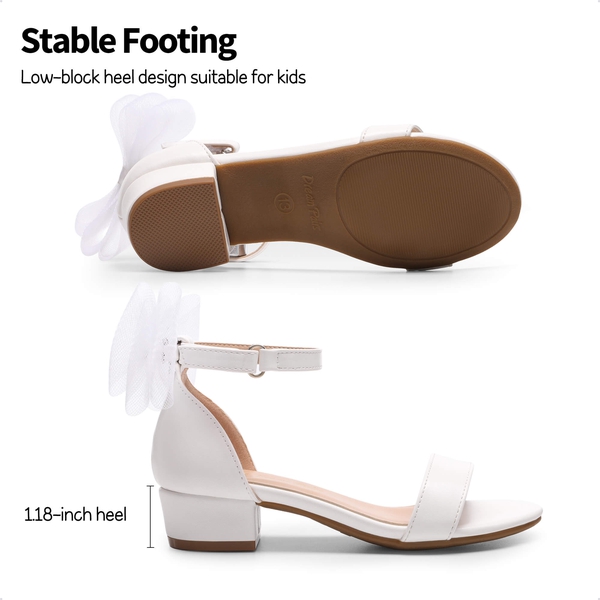 Girls Low Heel Dress Sandals - WHITE - 2