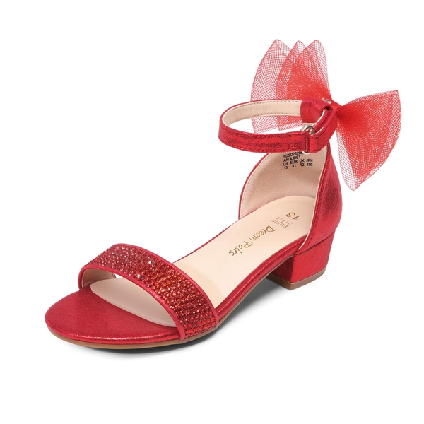 Girls Low Heel Dress Sandals - RED - 6