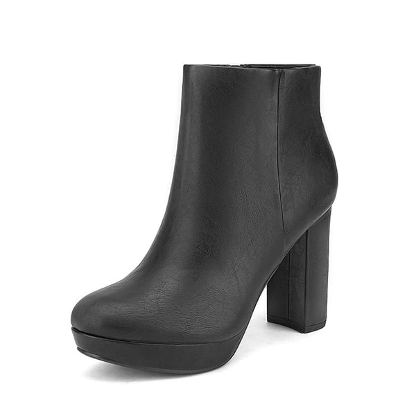 Lace Up High Heel Ankle Boots - BLACK PU -  0
