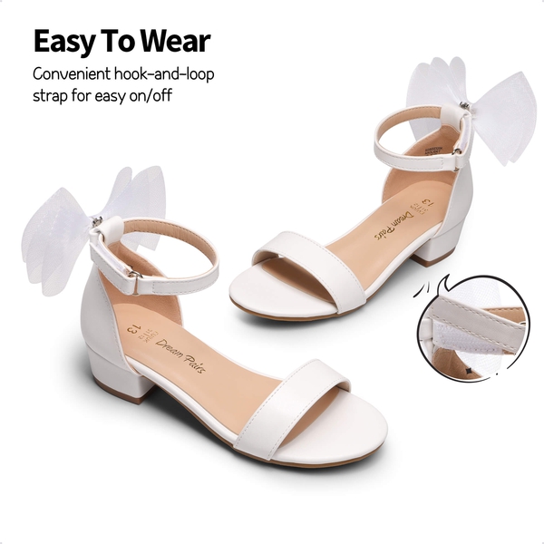 Girls Low Heel Dress Sandals - WHITE - 3