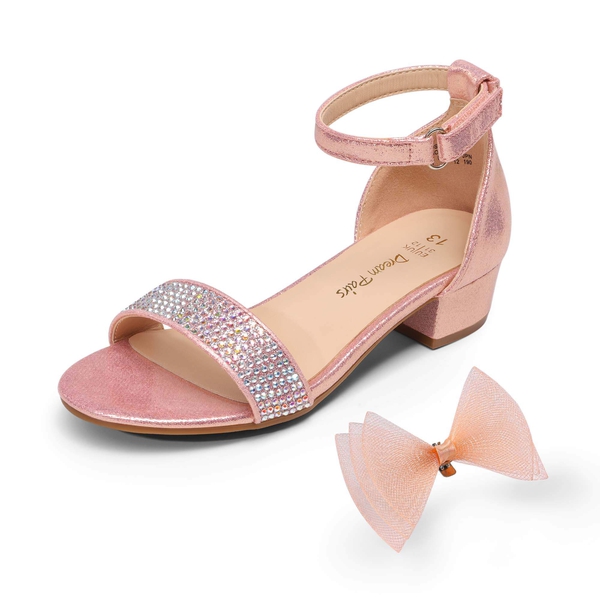 Girls Low Heel Dress Sandals - ROSE GOLD - 5