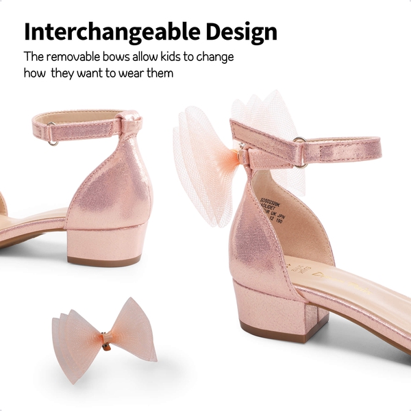 Girls Low Heel Dress Sandals - ROSE GOLD - 1