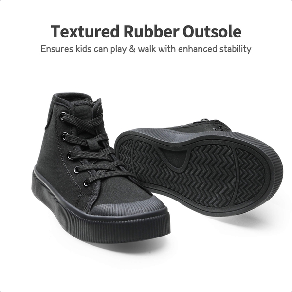 [LilLegends CourtStar] Kids Canvas High-Top Casual Sneakers - BLACK - 2