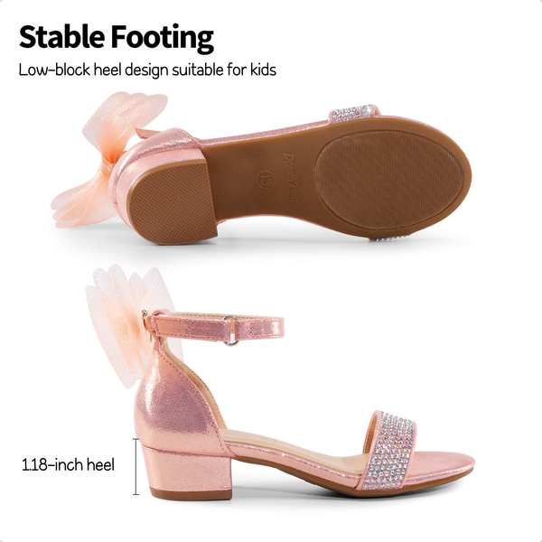 Girls Low Heel Dress Sandals - ROSE GOLD - 2