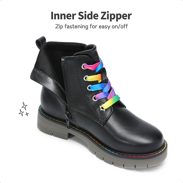 Kids Interchangeable & Colorful Combat Boots - BLACK - 5