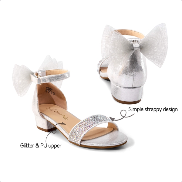 Girls Low Heel Dress Sandals - SILVER - 4