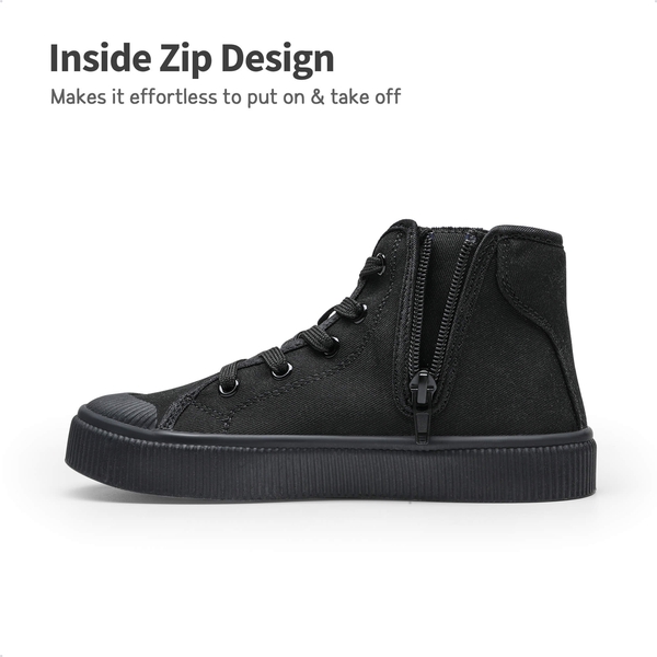 [LilLegends CourtStar] Kids Canvas High-Top Casual Sneakers - BLACK - 4