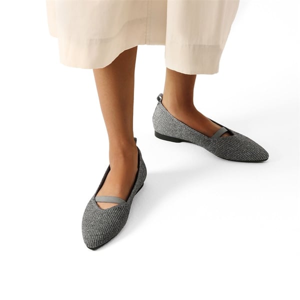 Non-Slip Pointed Toe Breathable Flats  - DARK GREY - 1