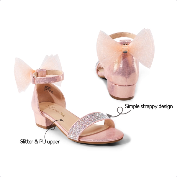 Girls Low Heel Dress Sandals - ROSE GOLD - 4