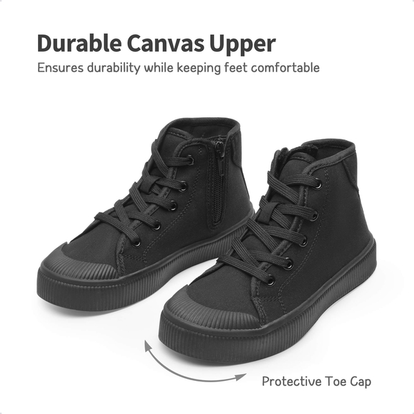 [LilLegends CourtStar] Kids Canvas High-Top Casual Sneakers - BLACK - 3