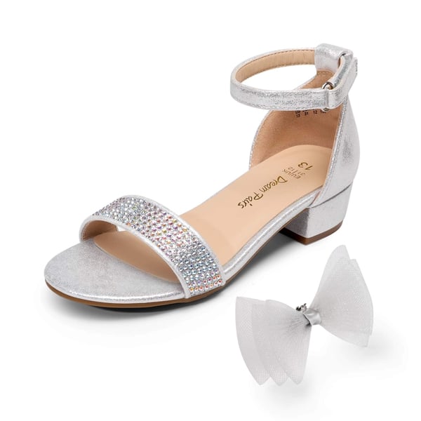 Girls Low Heel Dress Sandals - SILVER -  0