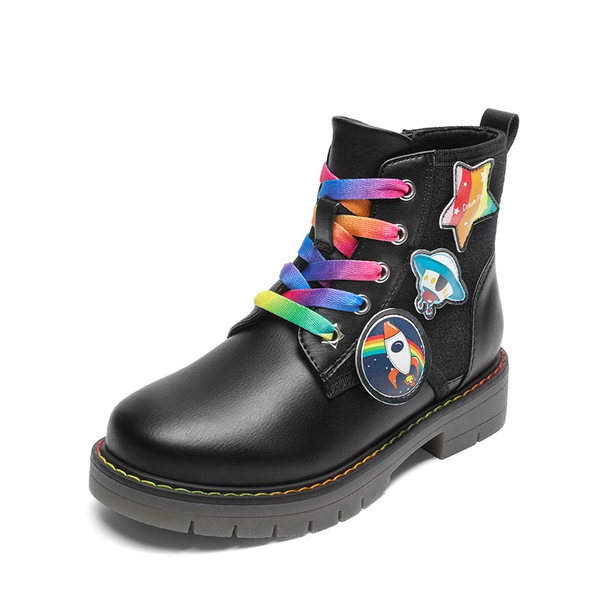 Kids Interchangeable & Colorful Combat Boots - BLACK - 1