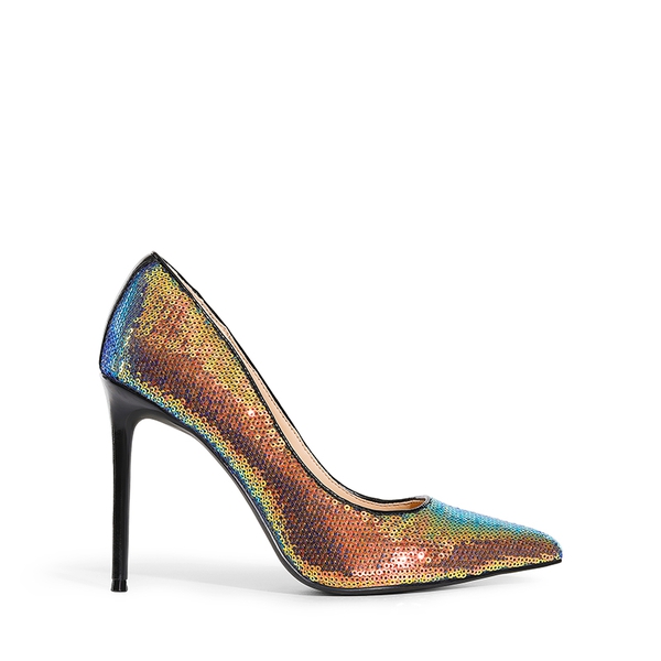 Sparkly Stiletto Sequin Pumps - RAINBOW-SEQUINS - 3