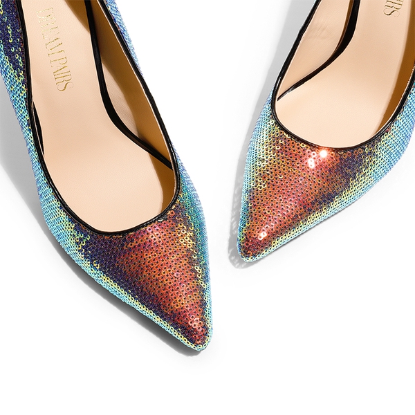 Sparkly Stiletto Sequin Pumps - RAINBOW-SEQUINS - 6