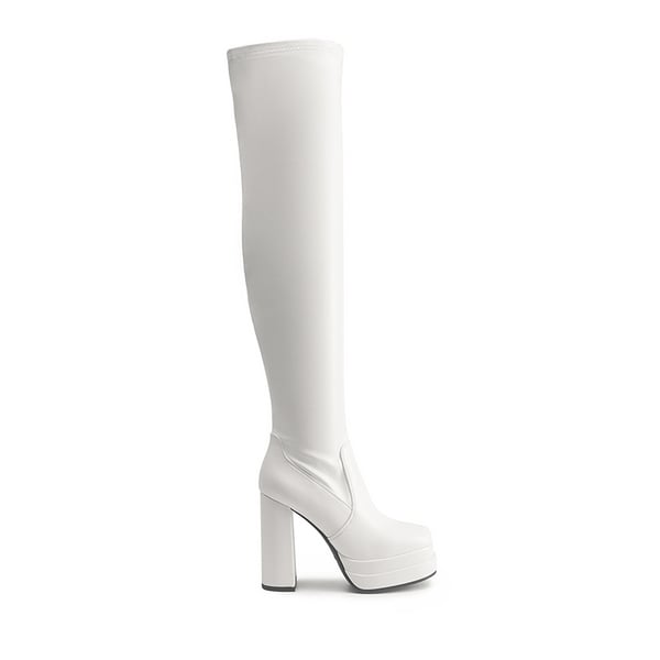 White knee high gogo boots discount