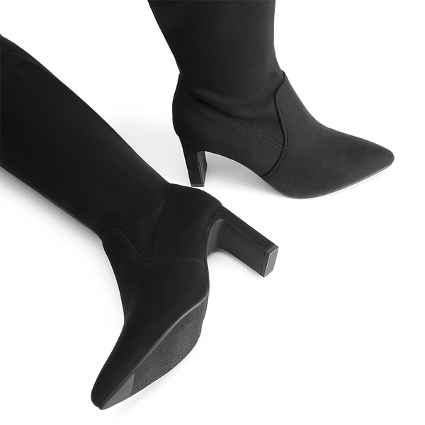 Stretch Thigh-High Boots - BLACK-SUEDE - 6