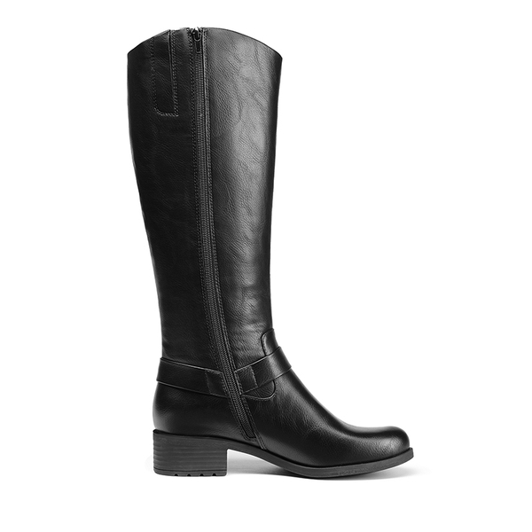 Side Zipper Buckle Riding Boots - BLACK - 3