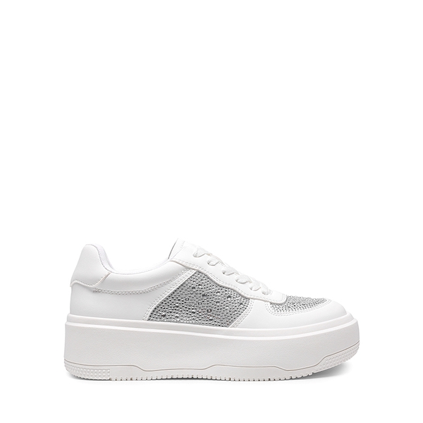 Rhinestone Platform Sneakers - WHITE-RHINESTONE - 3