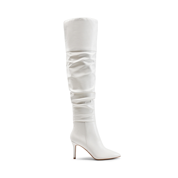 Pointed Toe Stiletto Over-The-Knee Boots - WHITE-PU - 3