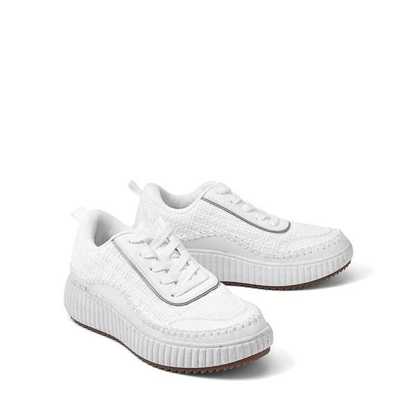 [Arch] Tweed-Effect Platform Fashion Sneakers - WHITE - 5