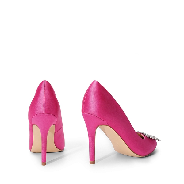 Rhinestone Stiletto Pointed Toe Pumps - ROSE RED-RHINESTONE - 6