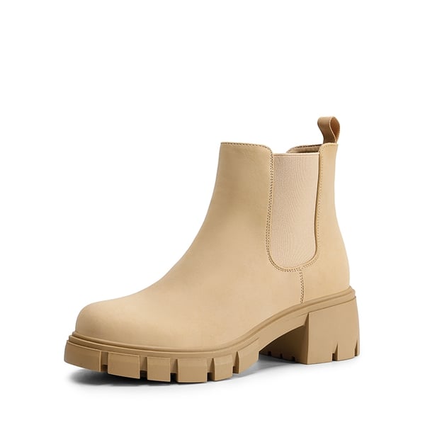 Chunky Lug Sole Chelsea Boots - NUDE -  0