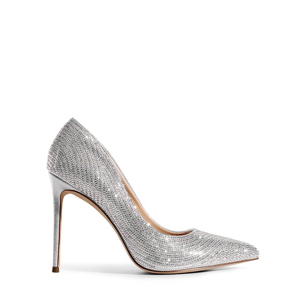 Sparkly Stiletto Sequin Pumps - SILVER-RHINESTONE - 3