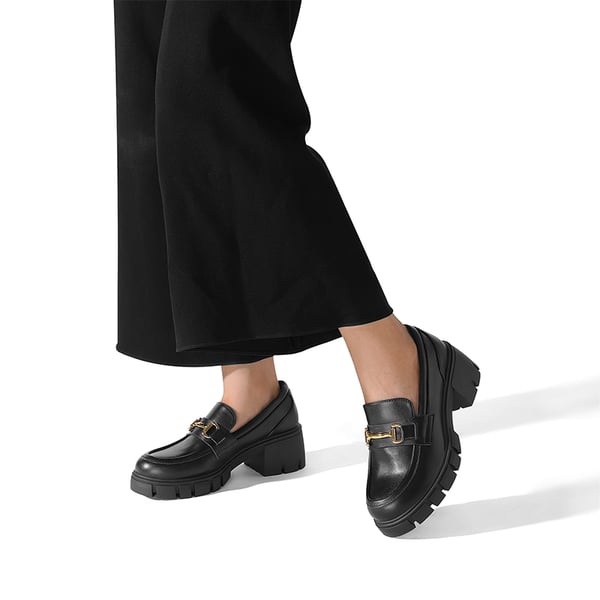 Chunky Slip-On Loafers - BLACK - 1