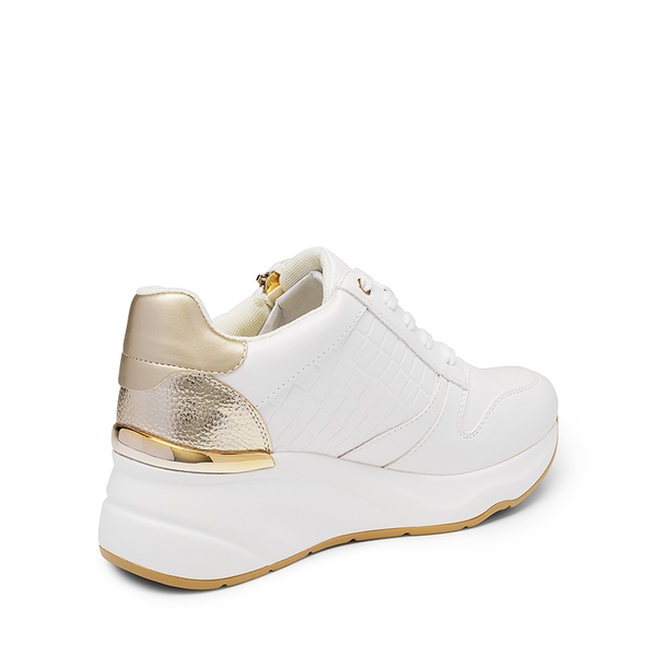 Platform Wedge Sneakers - WHITE-GOLD - 4