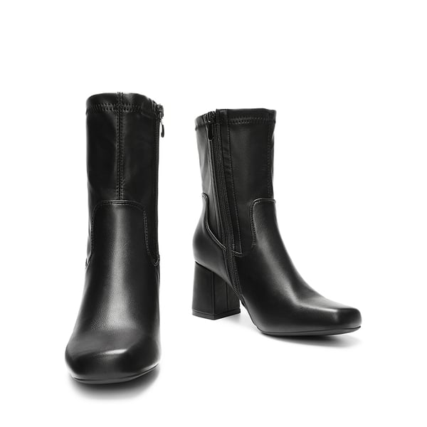 Mid Calf Square-Toe Gogo Boots - BLACK - 5